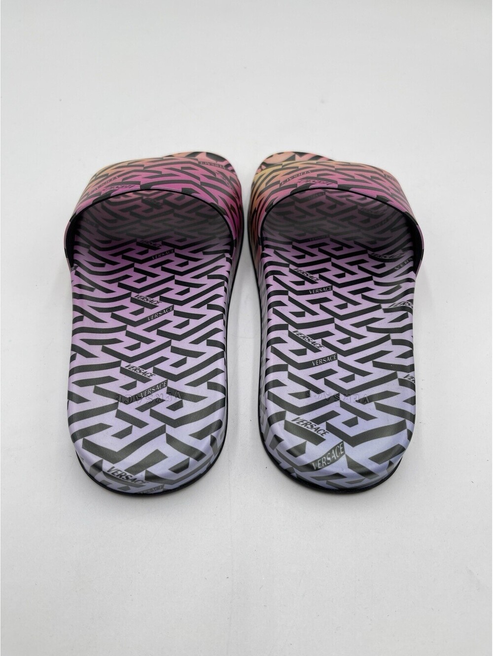 Versace Women's Logo Print Rainbow Multi-Color Pool Slide Flip Flops Shoes 36 - Picture 4 of 5